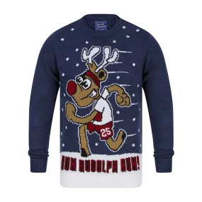 Mens Running Reindeer Run Rudolph Run Christmas Jumper