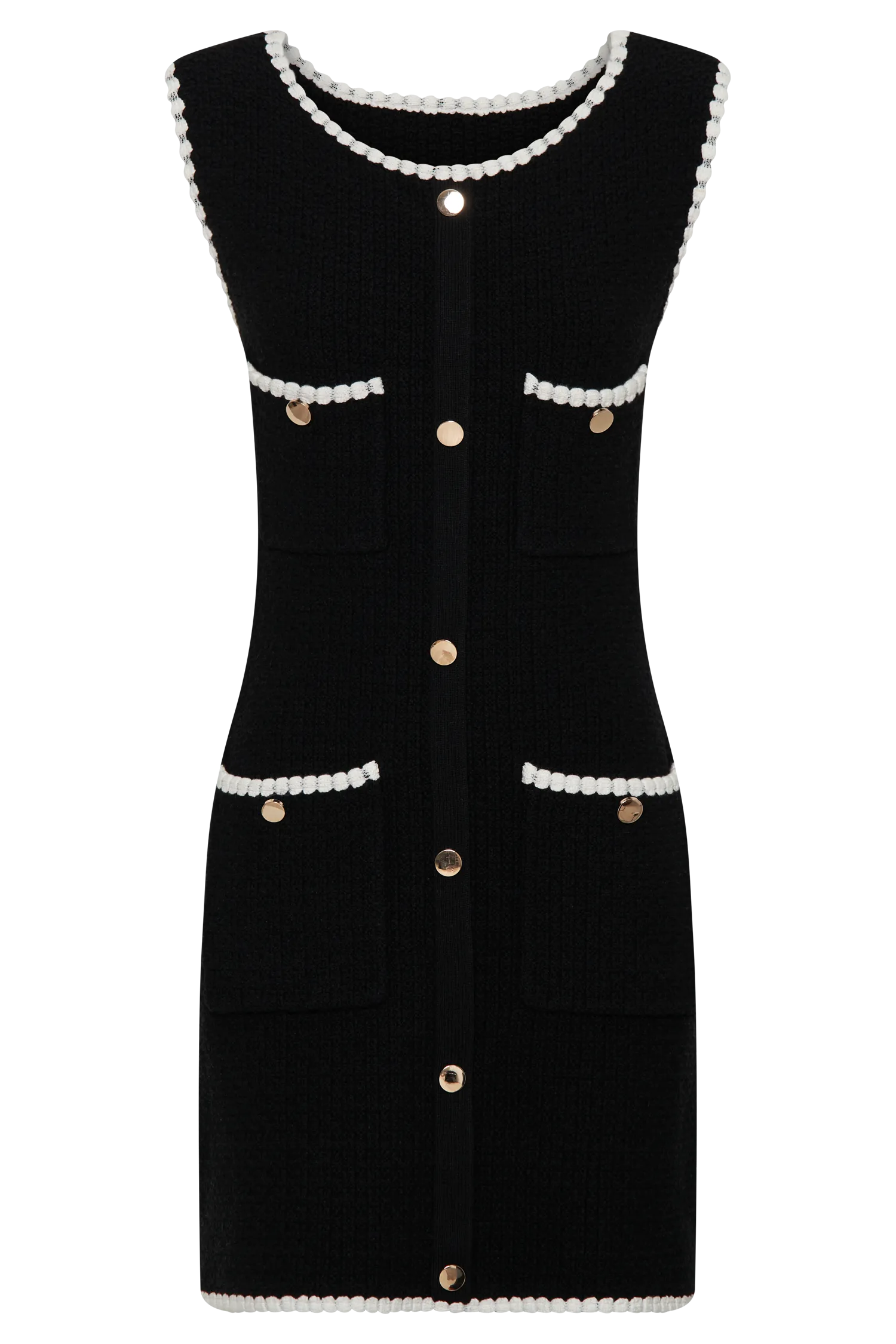 Mia Contrast Knit Mini Dress - Black/White