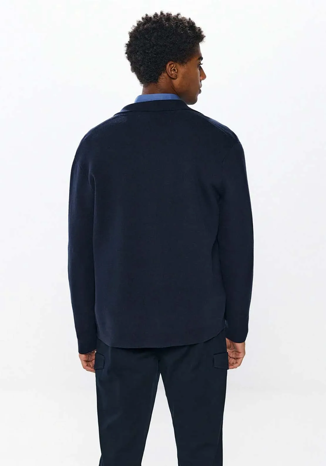 Milano Jersey-Knit Cardigan With Buttons - Navy