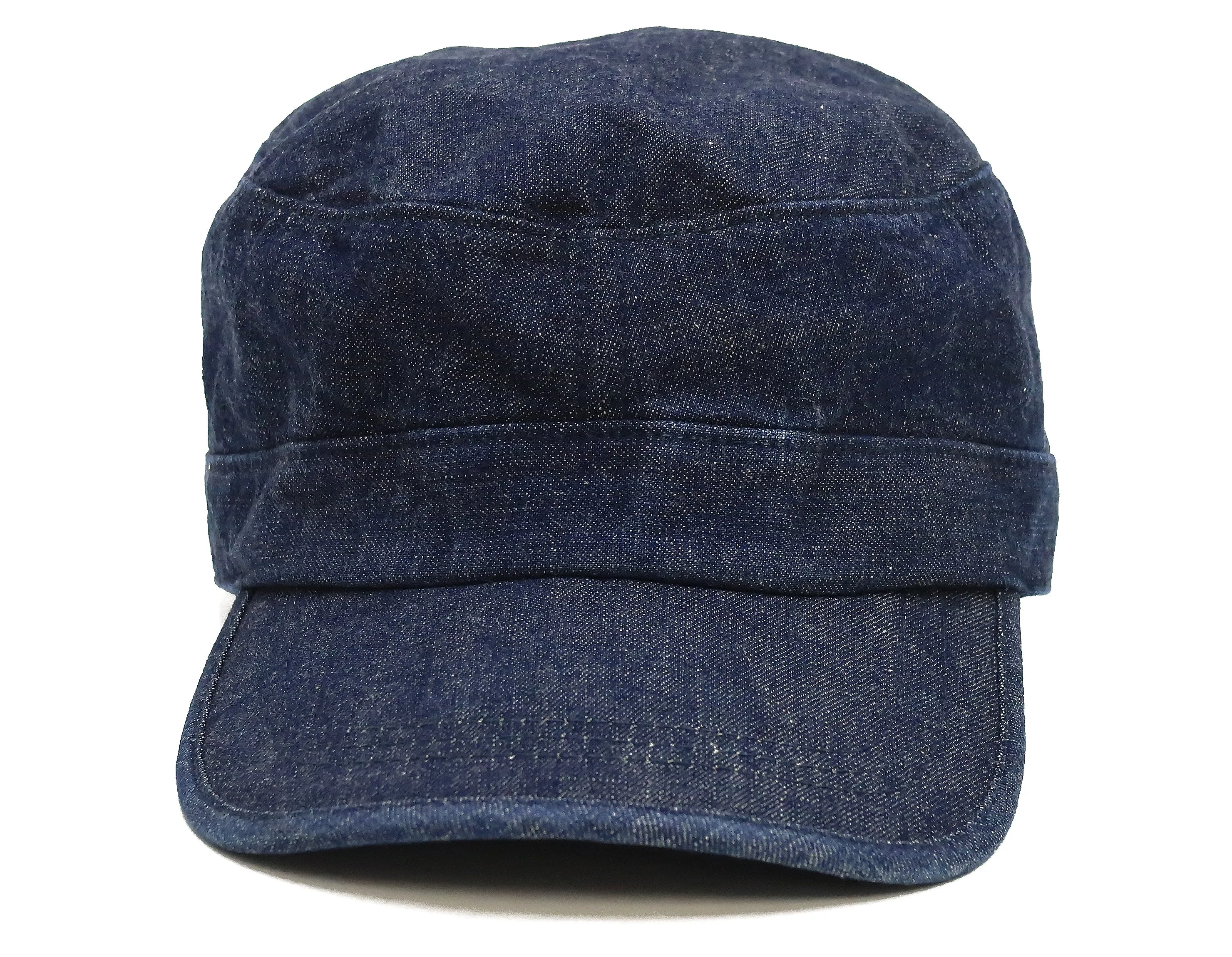 Momotaro Jeans Denim Work Cap Men's Adjustable Flat Top Railroad Engineer Hat MZCA0002 Indigo