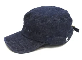 Momotaro Jeans Denim Work Cap Men's Adjustable Flat Top Railroad Engineer Hat MZCA0002 Indigo