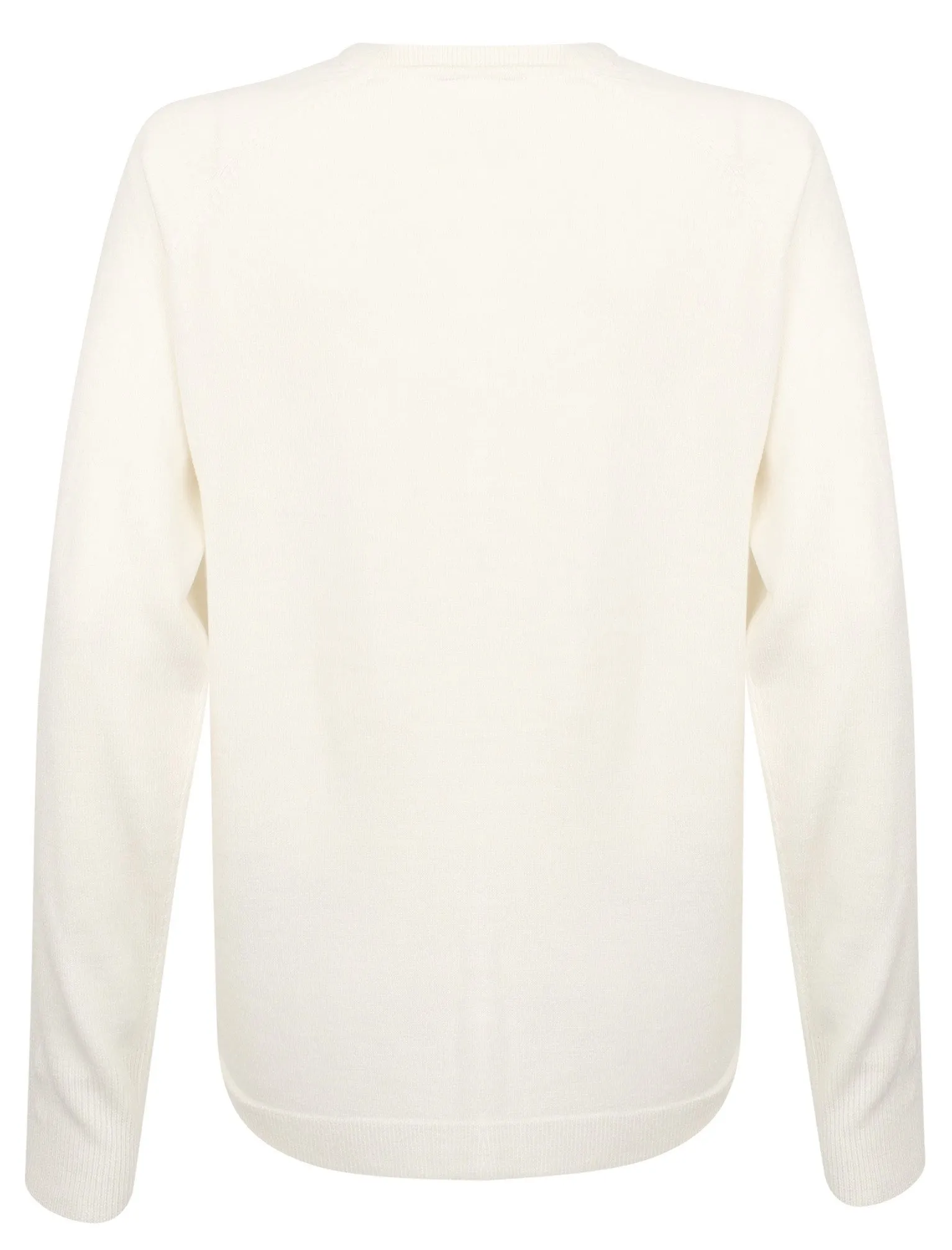 Mondrian Crew Neck Knitted Cardigan In Clean Cream - Plum Tree