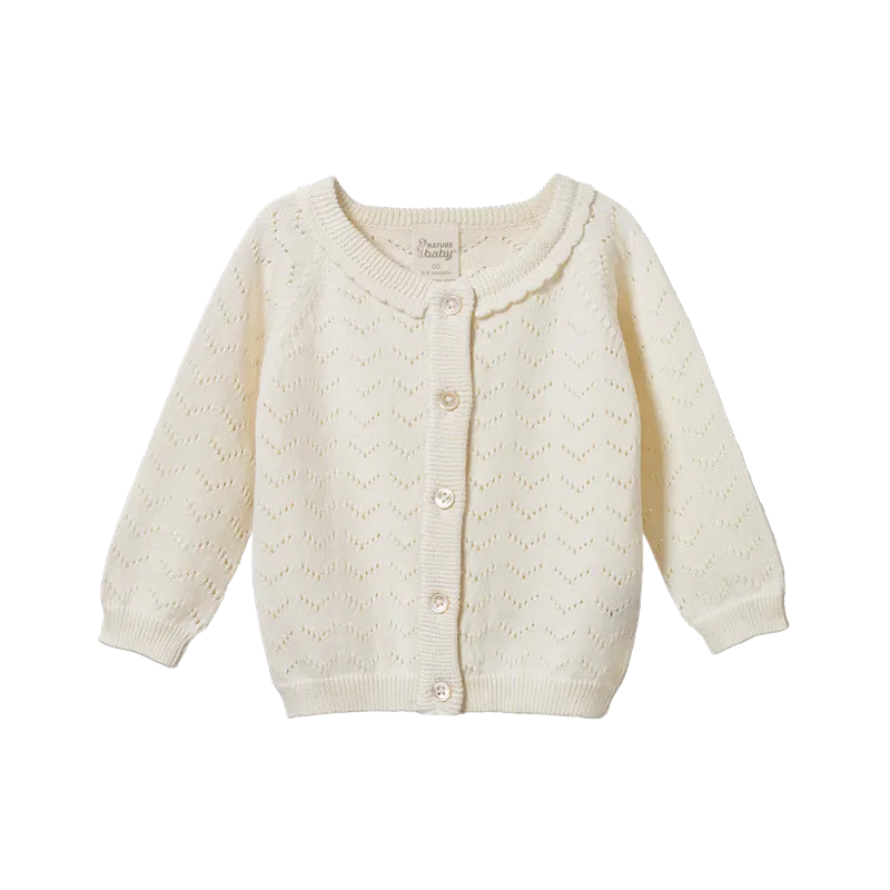 Nature Baby - Piper Cardigan - Natural Pointelle