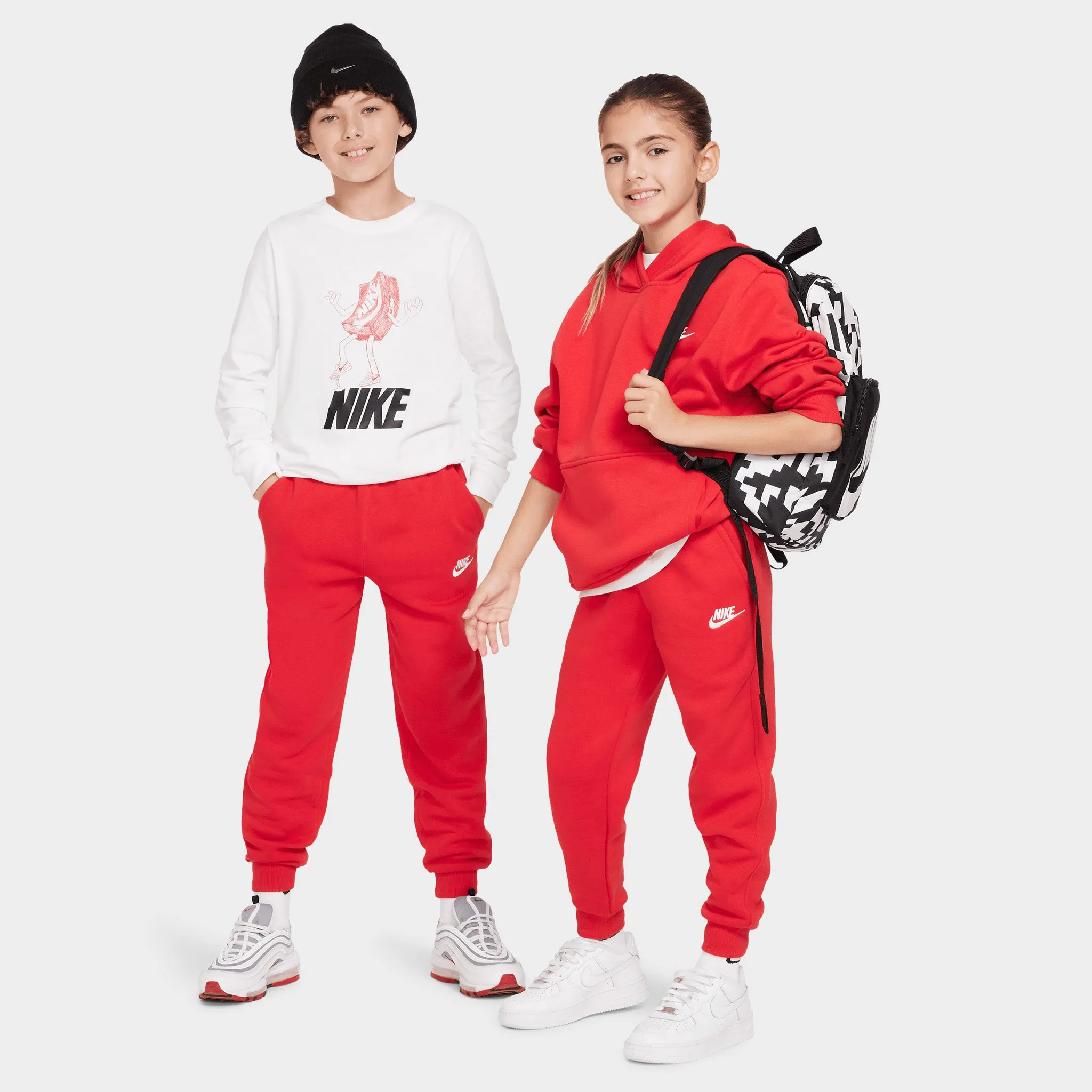 Nike Juniors' Club Fleece Joggers University Red / White