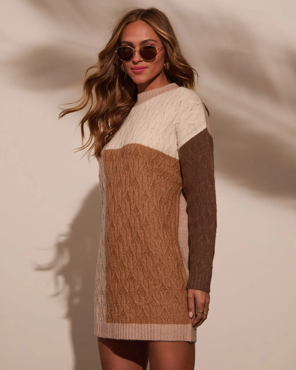 Noah Colorblock Cable Knit Mini Sweater Dress