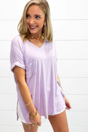 Not So Basic Boyfriend Tee - Lilac