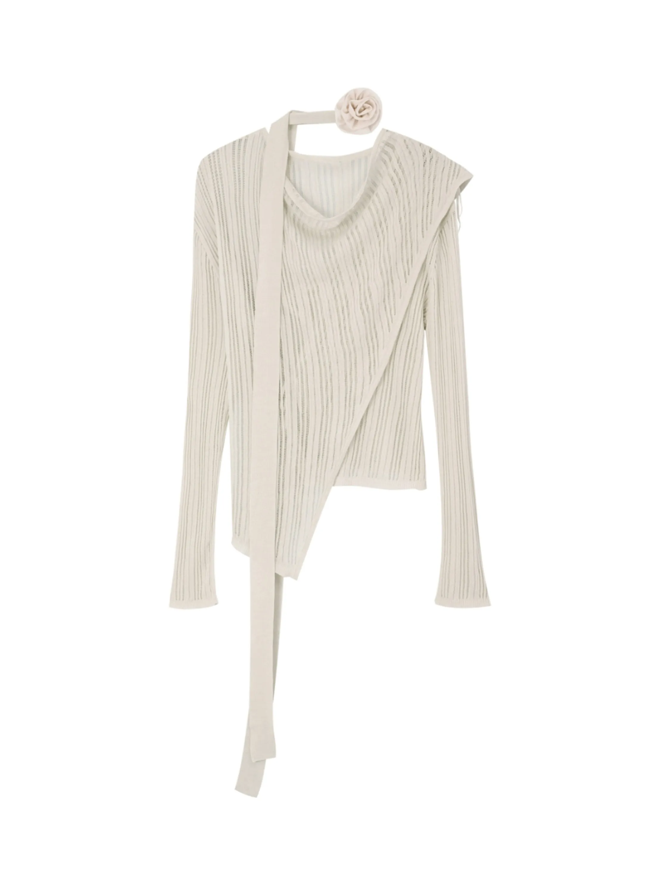 Of Akiva Asymmetrical Ribbed Wrap Sweater