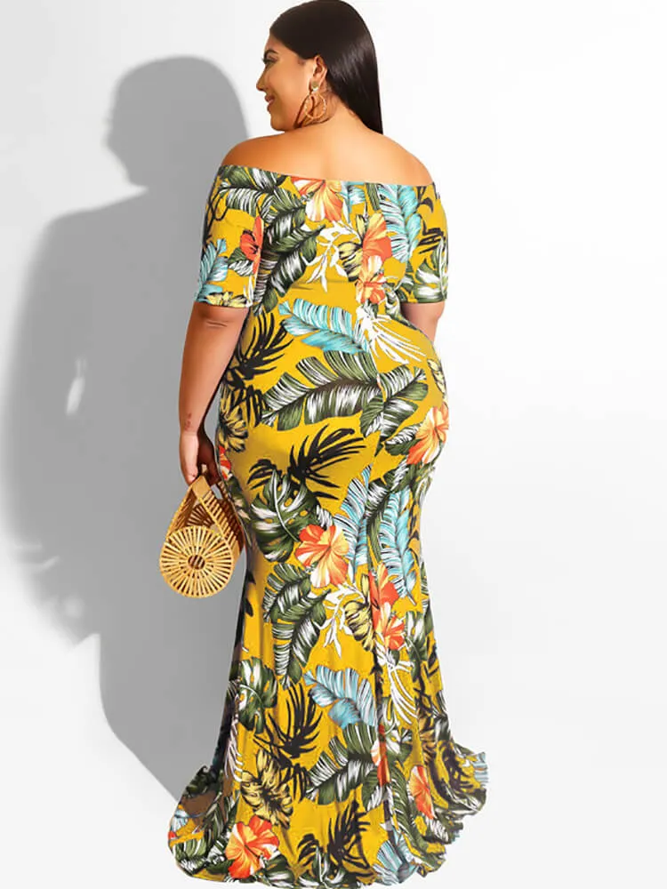 Off Shoulder Short Sleeve Bodycon Maxi Dresses