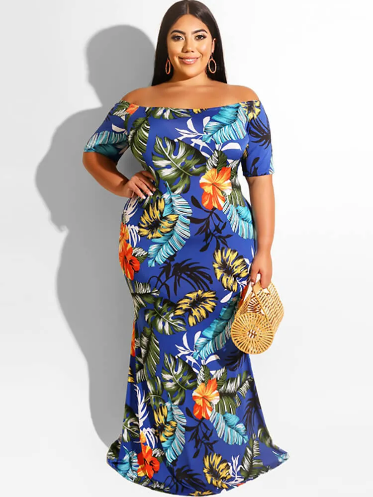 Off Shoulder Short Sleeve Bodycon Maxi Dresses