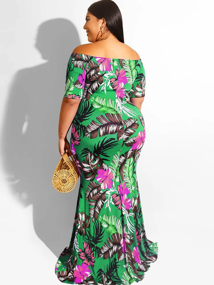 Off Shoulder Short Sleeve Bodycon Maxi Dresses