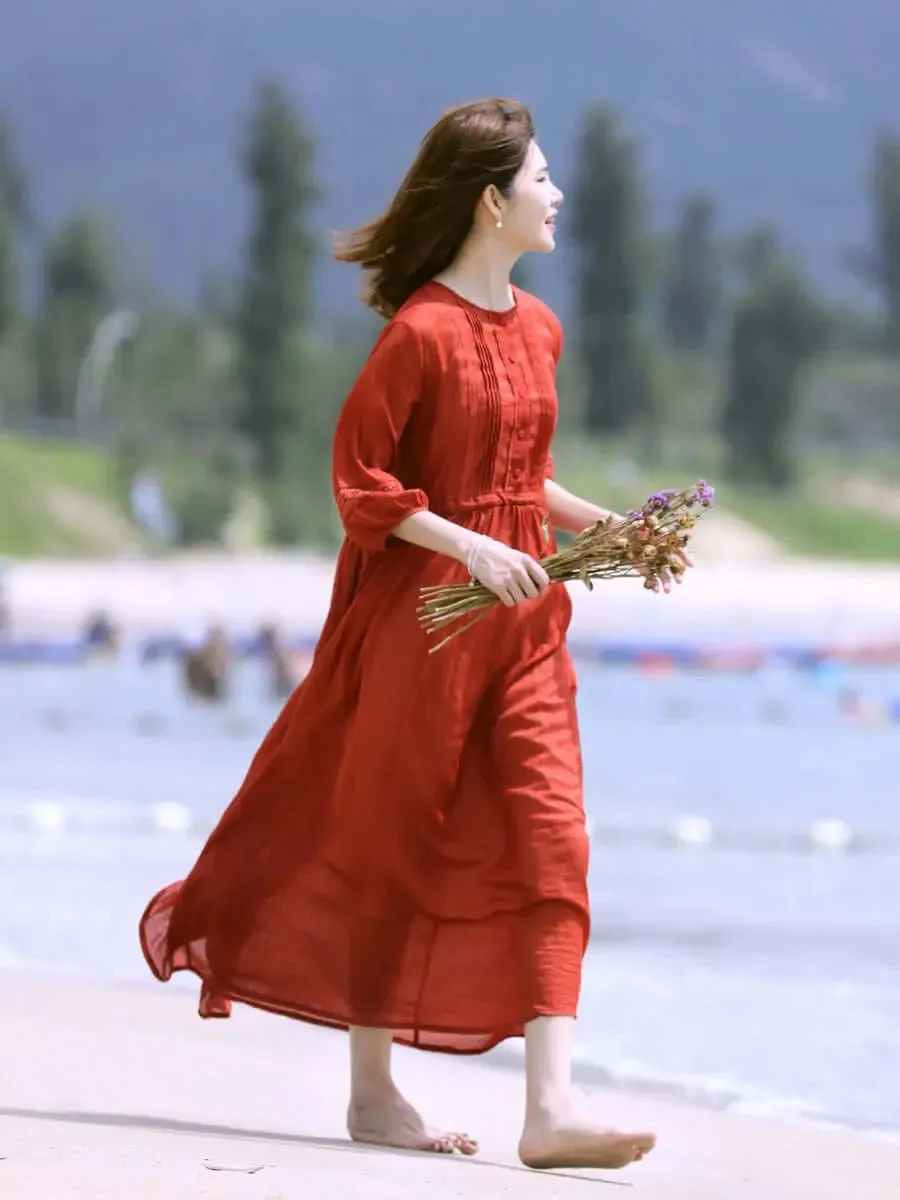 Orange Linen Dress for Women - Perfect for Any Occasion