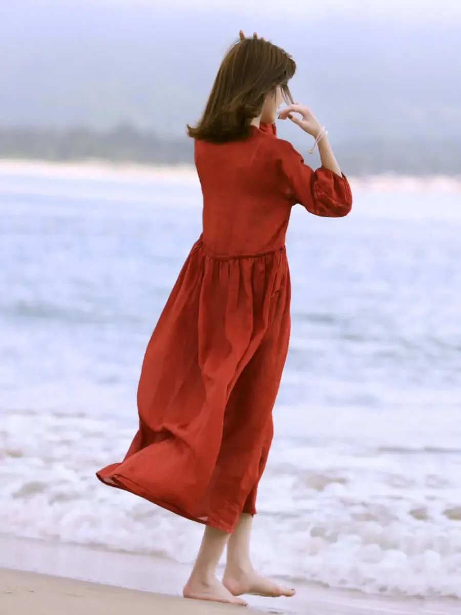 Orange Linen Dress for Women - Perfect for Any Occasion