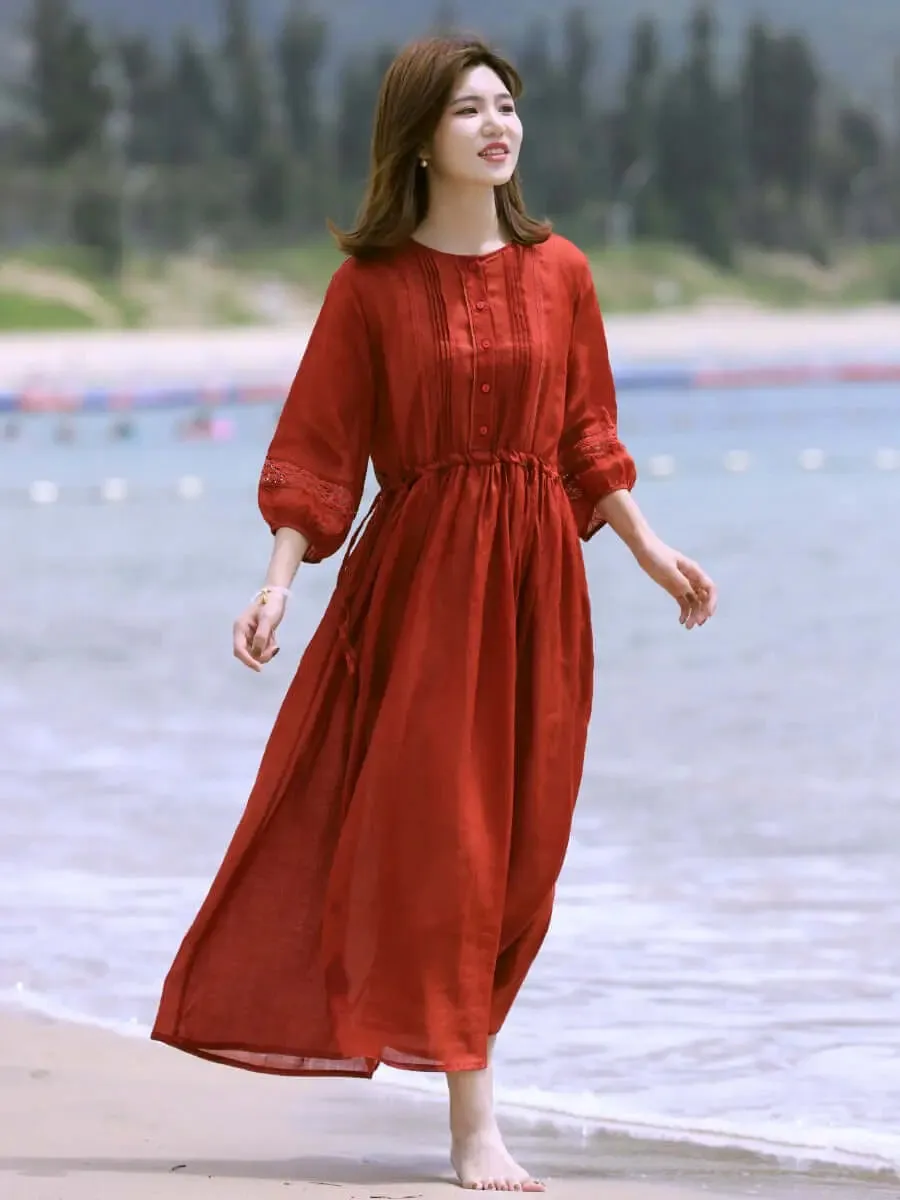 Orange Linen Dress for Women - Perfect for Any Occasion