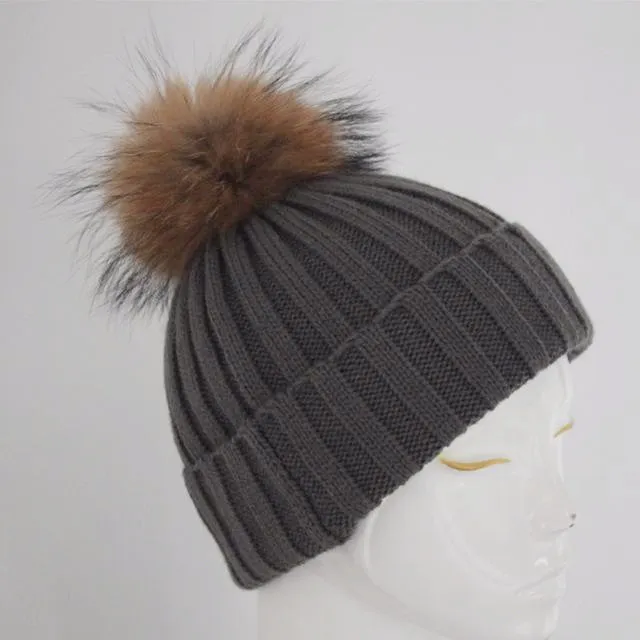 Original Grey Natural Fur Pomkin Hat