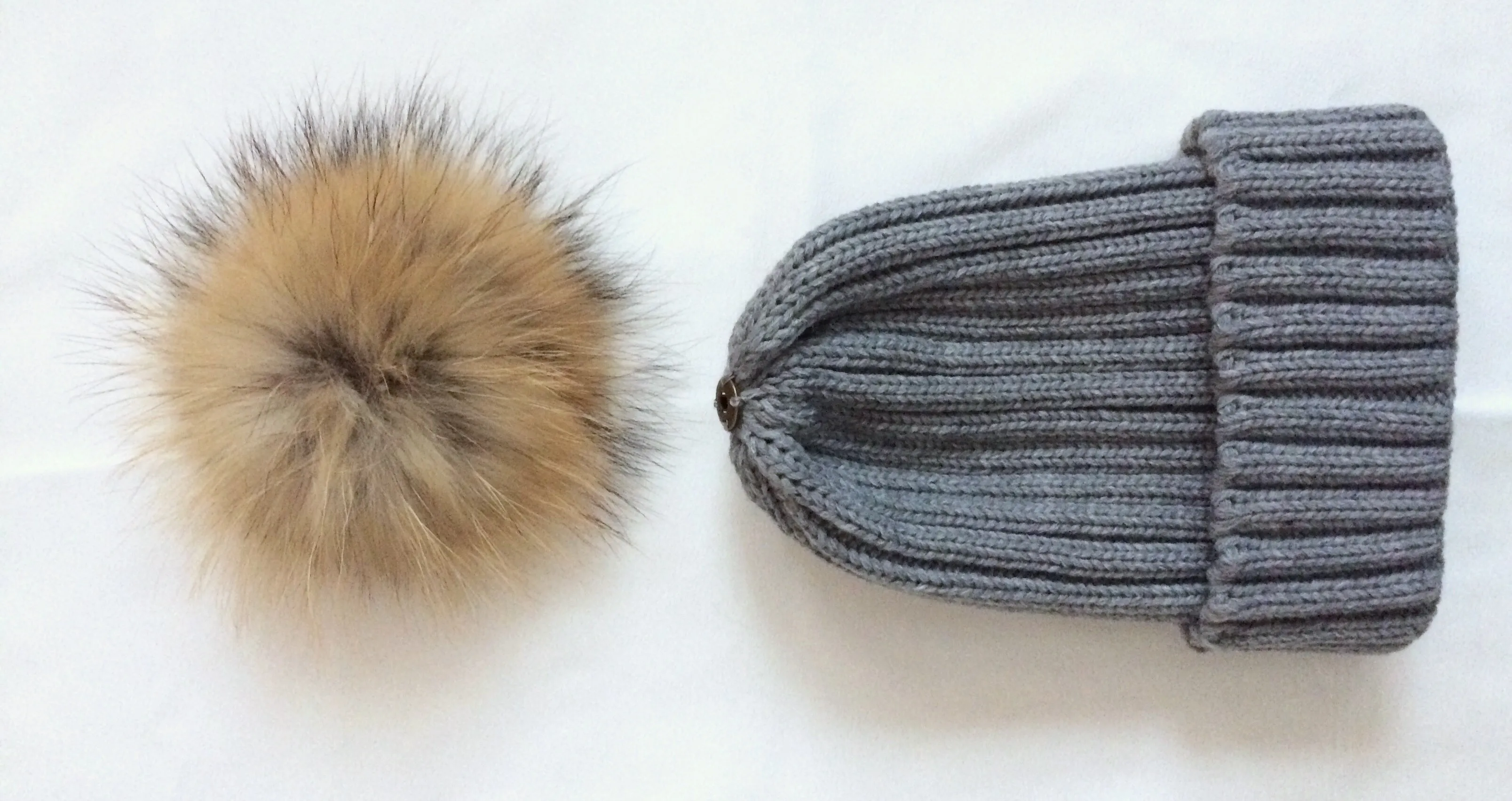 Original Grey Natural Fur Pomkin Hat