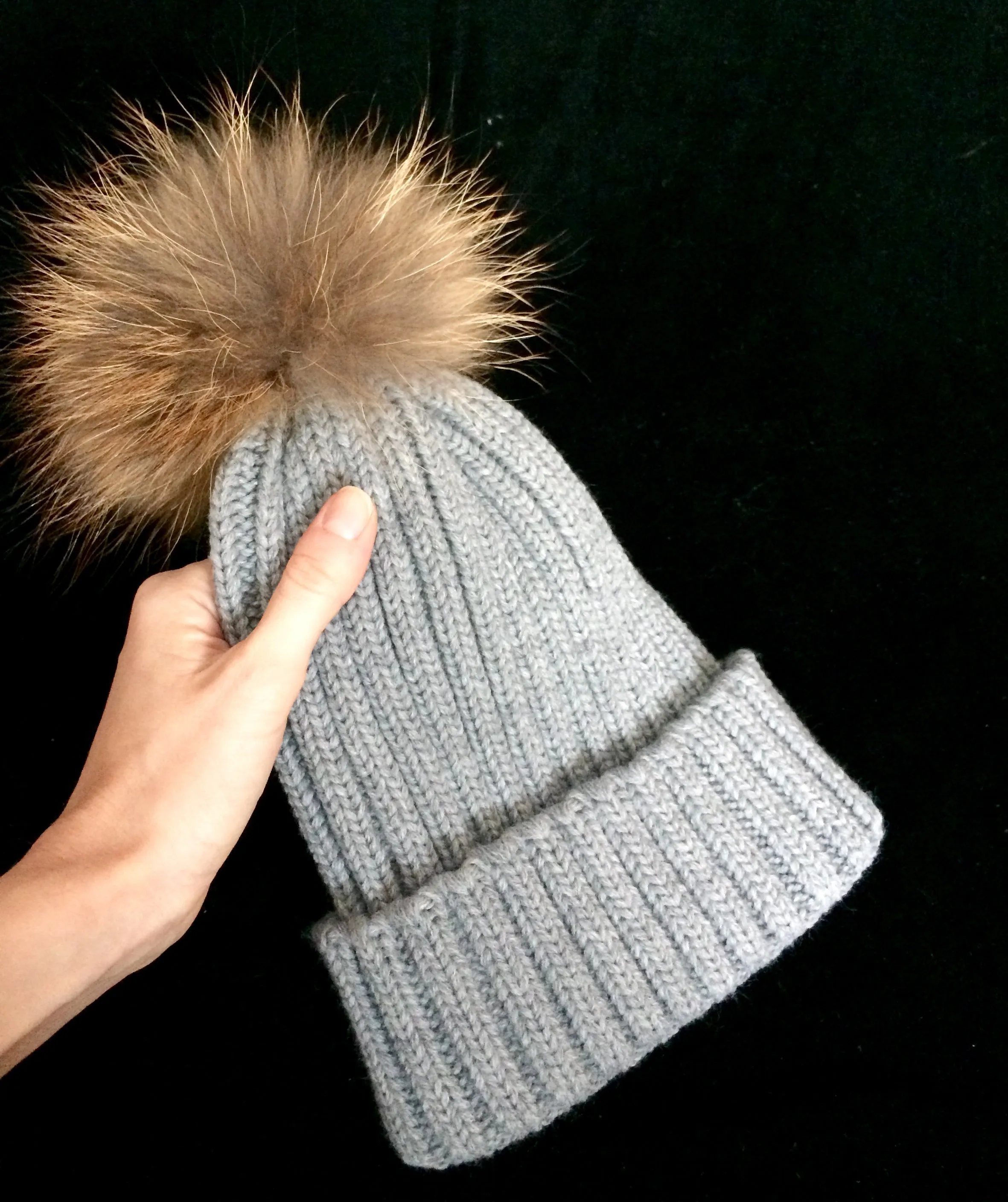 Original Grey Natural Fur Pomkin Hat