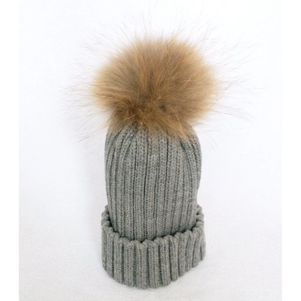 Original Grey Natural Fur Pomkin Hat