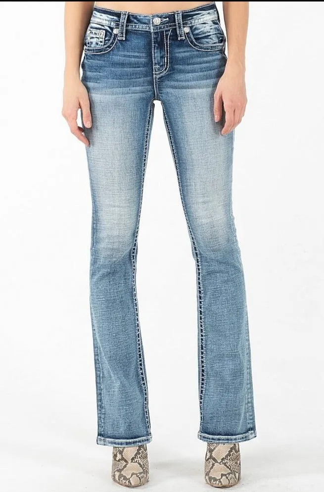 *Outlet* Miss Me Turquoise Stitch Bootcut Jeans