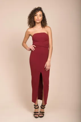 Payton Sexy Bodycon Midi Dress Burgundy