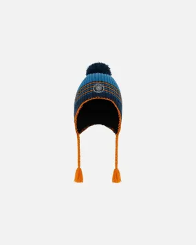 Peruvian Knit Hat Blue And Orange