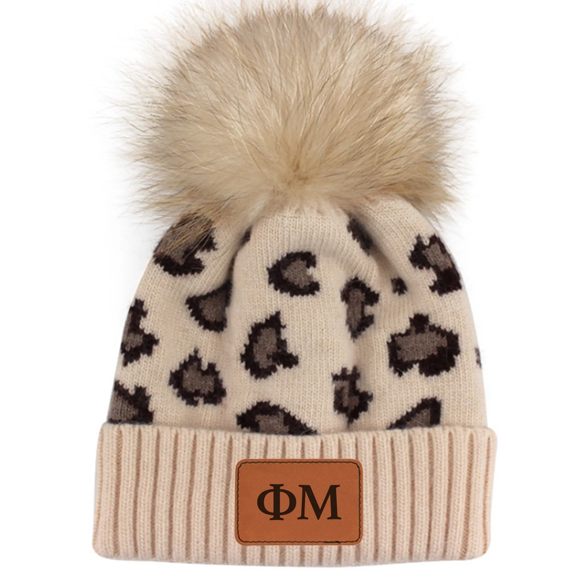 Phi Mu Leopard Design Beanie Hat