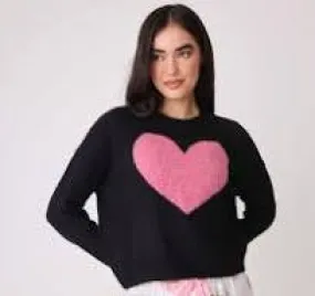 PJ SALVAGE-PINK HEART PLUSH SWEATER