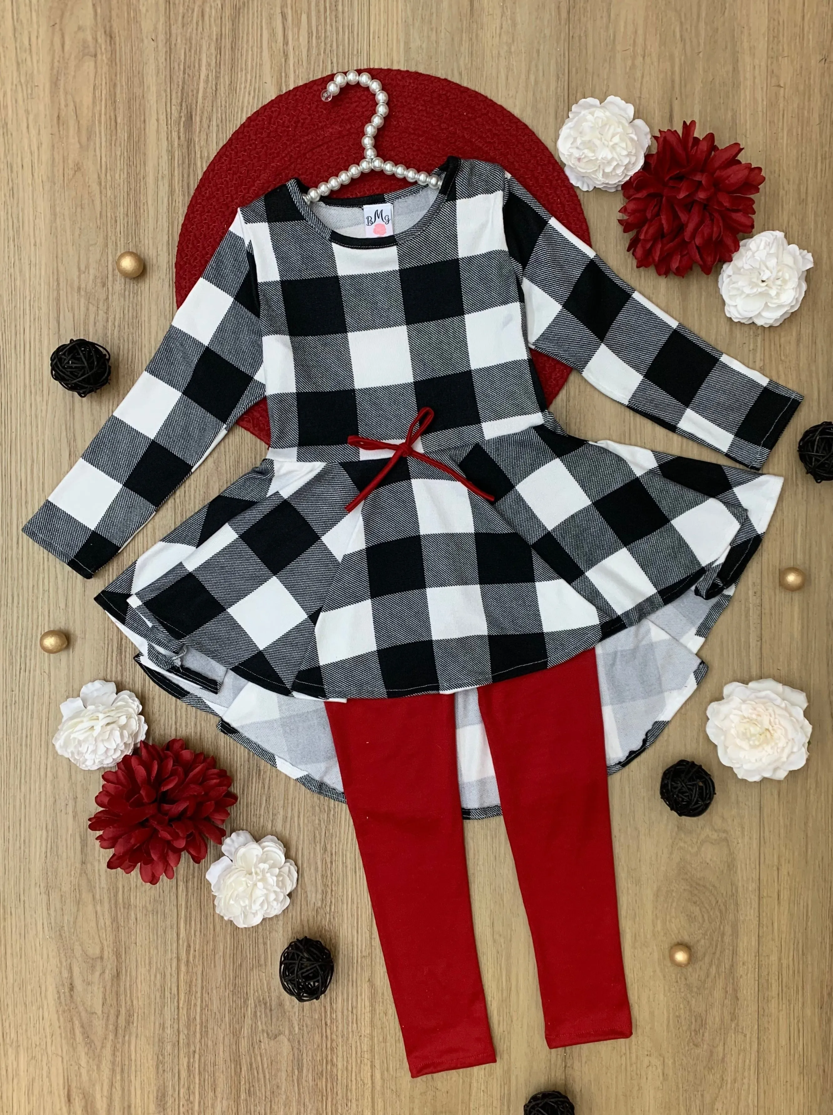 Plaid Hi-Lo Tunic and Legging Set