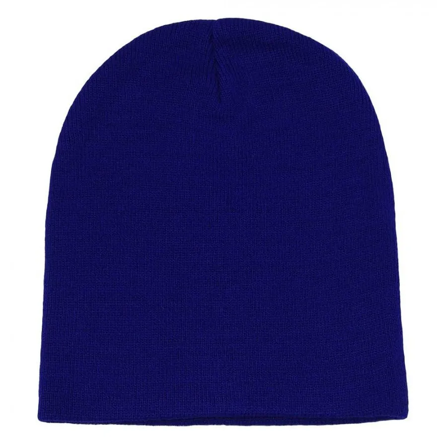 Plain 8.25" Short Knitted Beanie