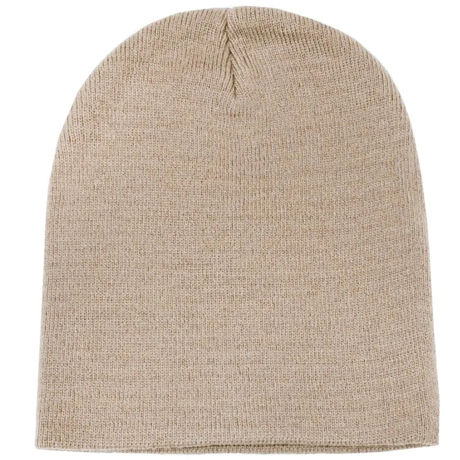 Plain 8.25" Short Knitted Beanie