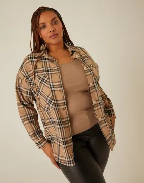 Plus Size Button-Up Plaid Shirt