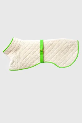 Quilted Butter White Cotton Dog Coat