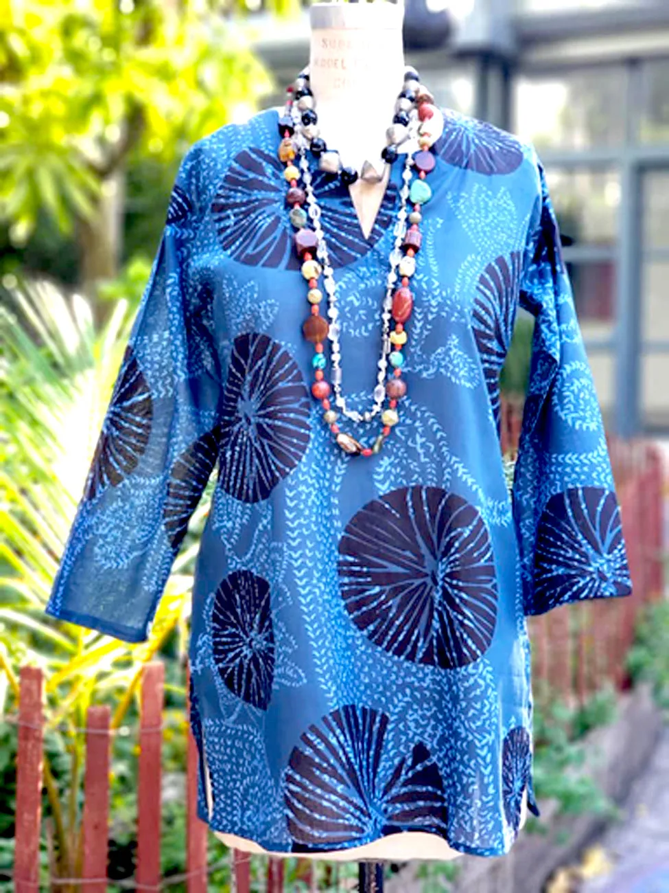 Raja Cotton Tunic Sanddollar Batik Blue