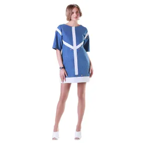 Reindeer Leather Trimmed Denim Dress- Limited Edition