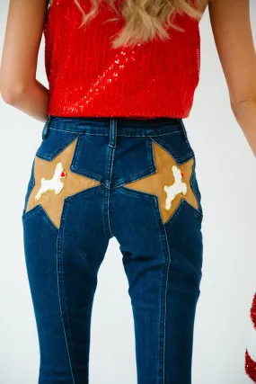 REINDEER STAR DENIM FLARES