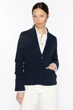 Rib Trim Notch Collar Cardigan