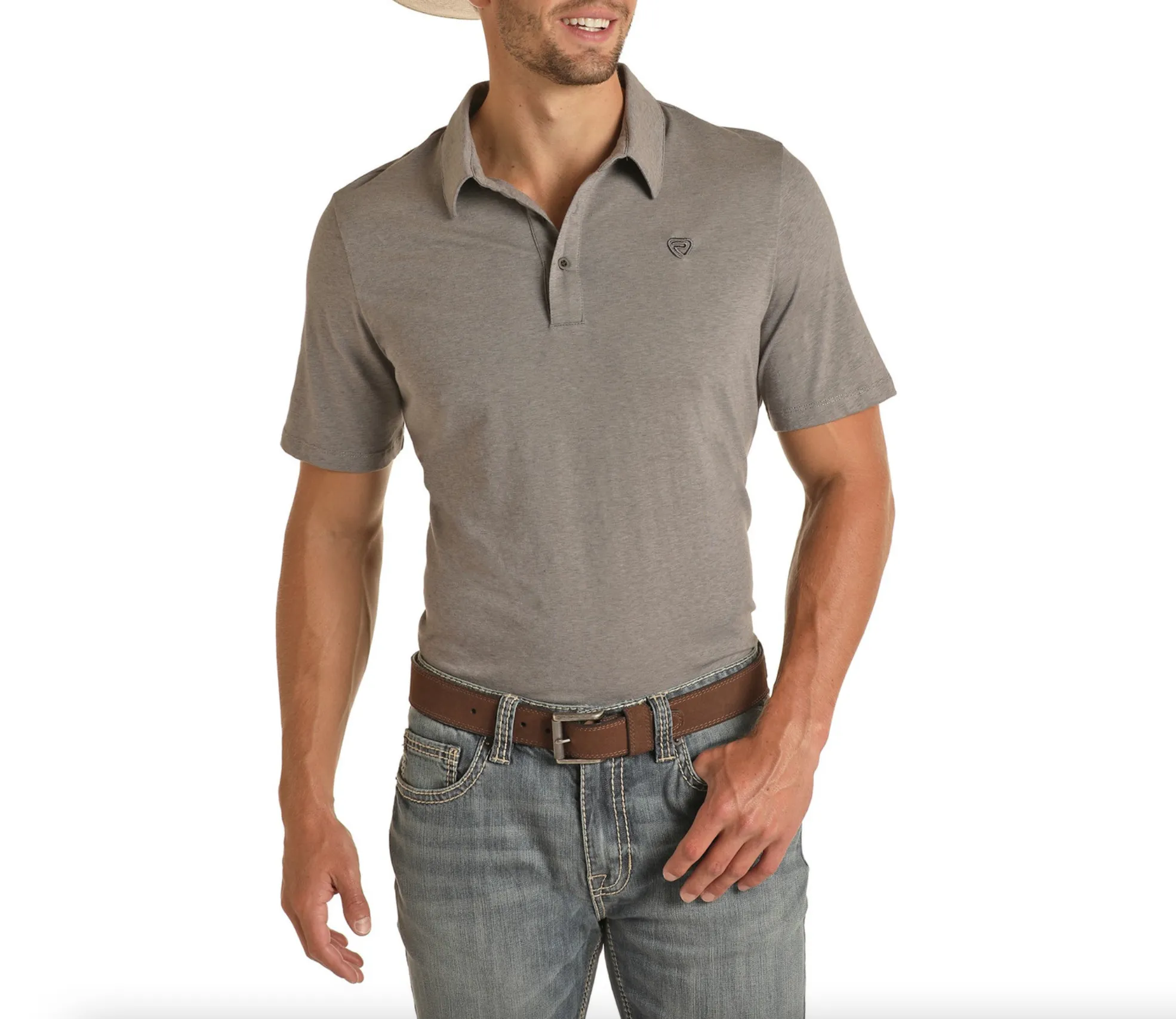 RRMT51RZMR - Rock&Roll Denim Men's Short Sleeve Polo Shirt - Grey