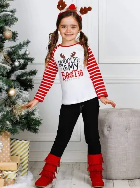 Rudolph is My Bestie Cuffed Jeans Set