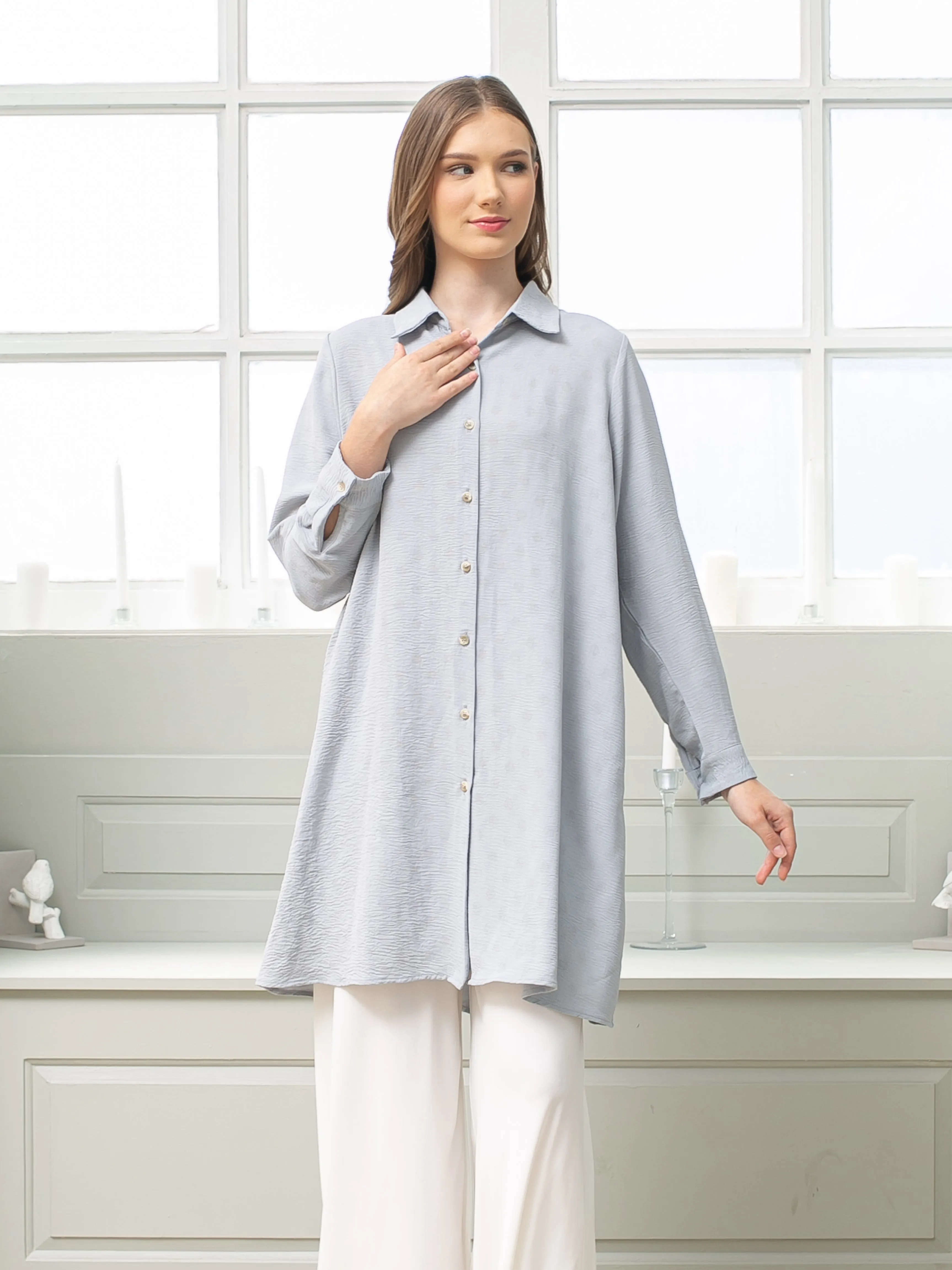 Sara Crinkle Tunic Shirt