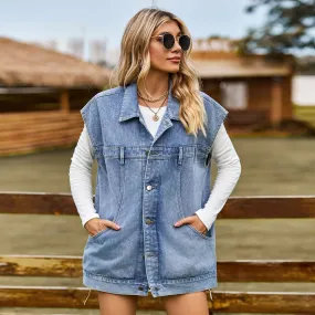 Sara Denim Look Waistcoat Jacket