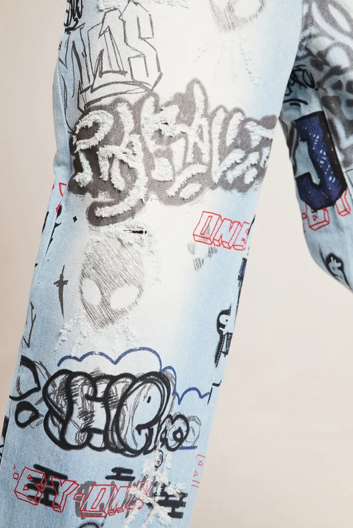 Scribbled Graffiti Skate Jeans