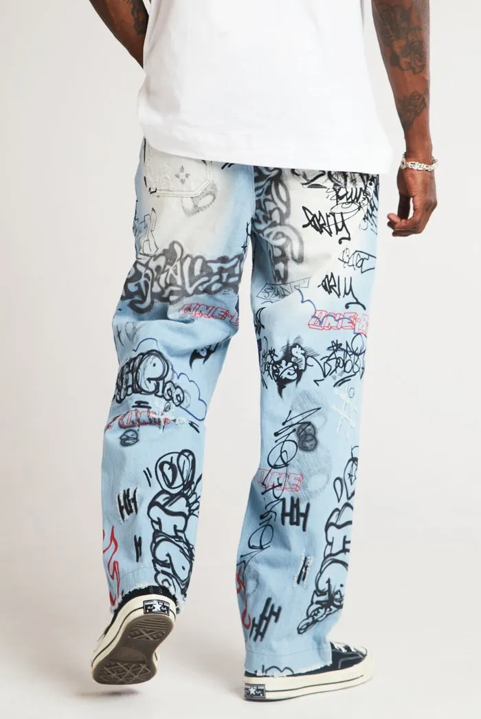 Scribbled Graffiti Skate Jeans