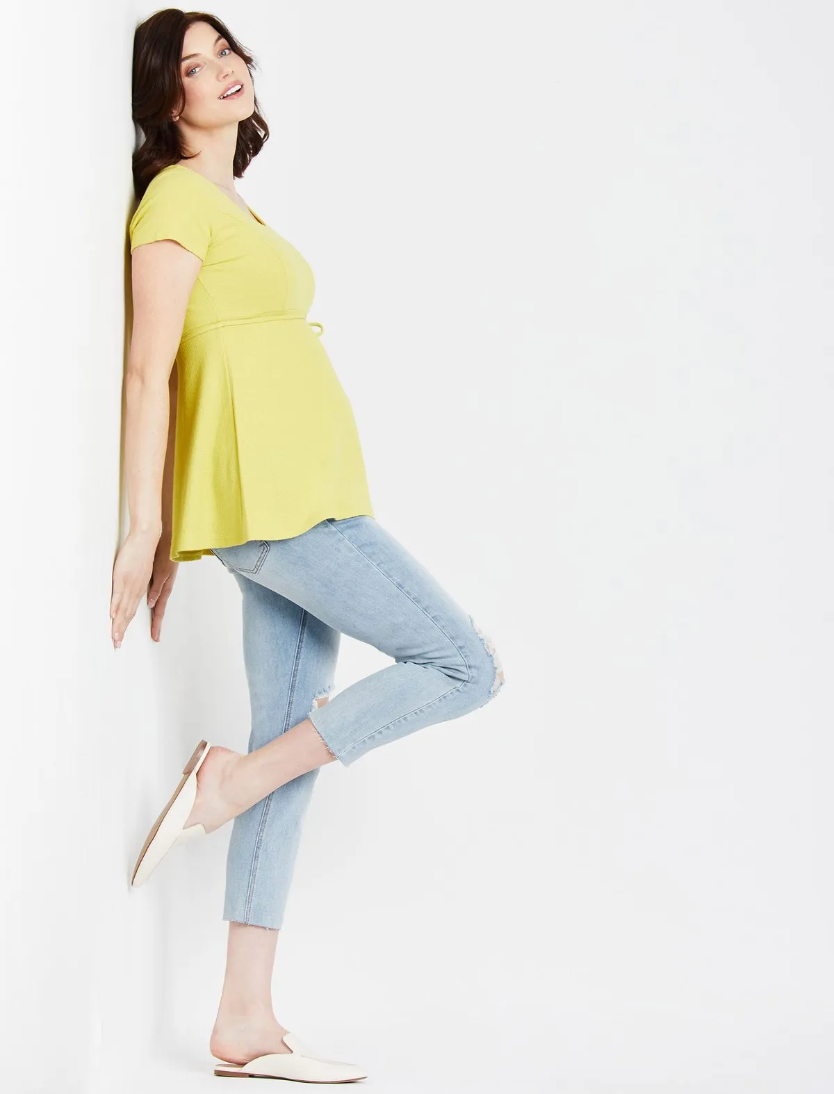 Secret Fit Belly Skinny Leg Maternity Crop Jeans in Light Harvest Bell