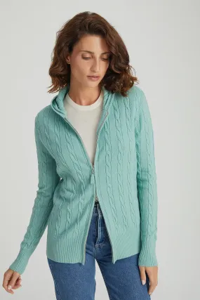 Shade Green Amelia Australian Wool and Cashmere Hooded Cardigan