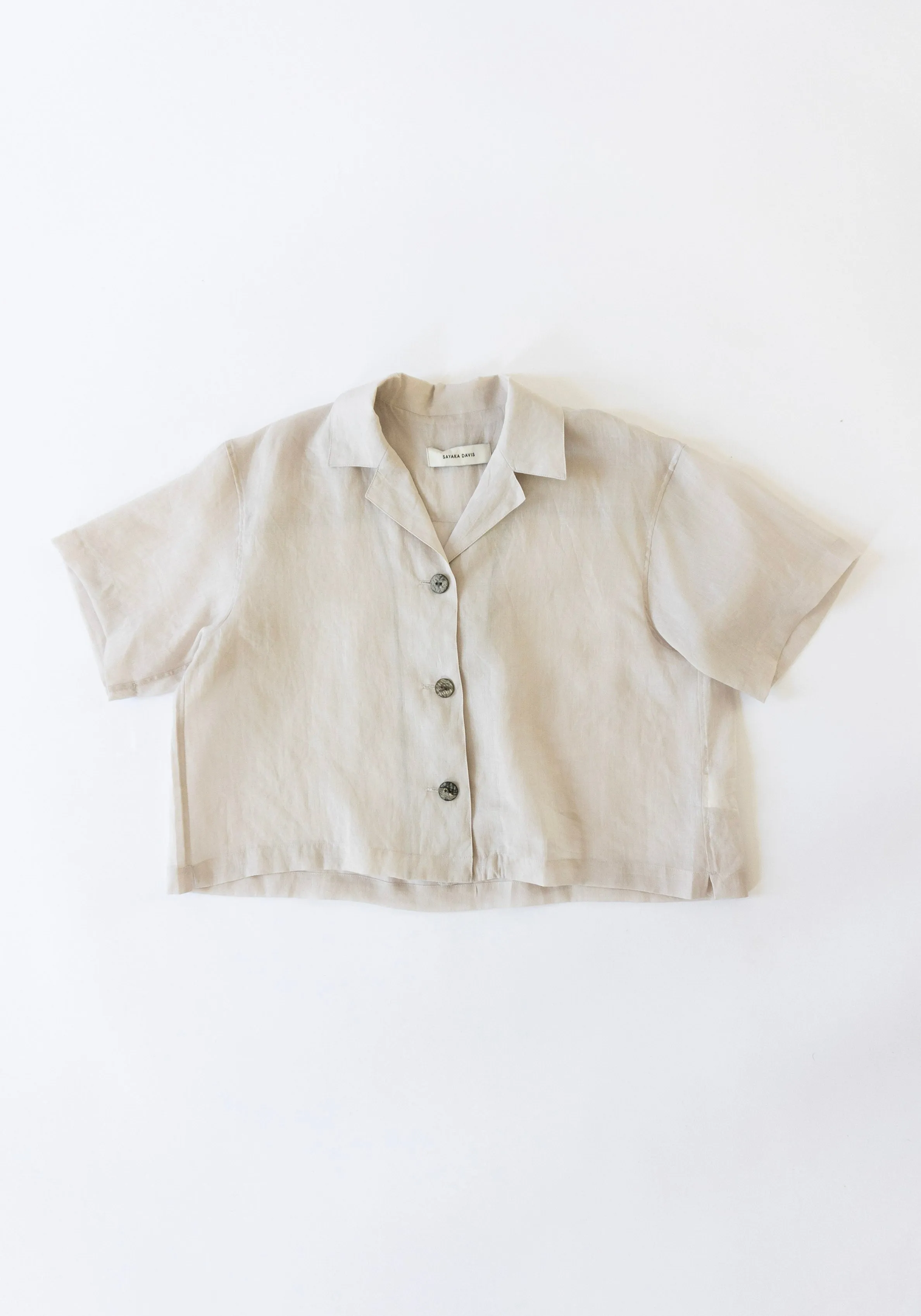 Sheer Cropped Shirt in Sand