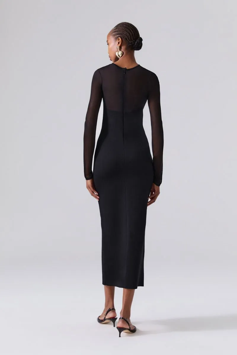 Sheer Yoke Knit Dress