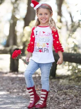 Shine Brighter Polka Dot Ruffle Raglan Top