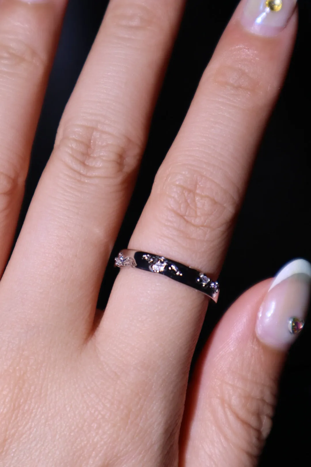 Silver Plated Diamonds Layering Ring