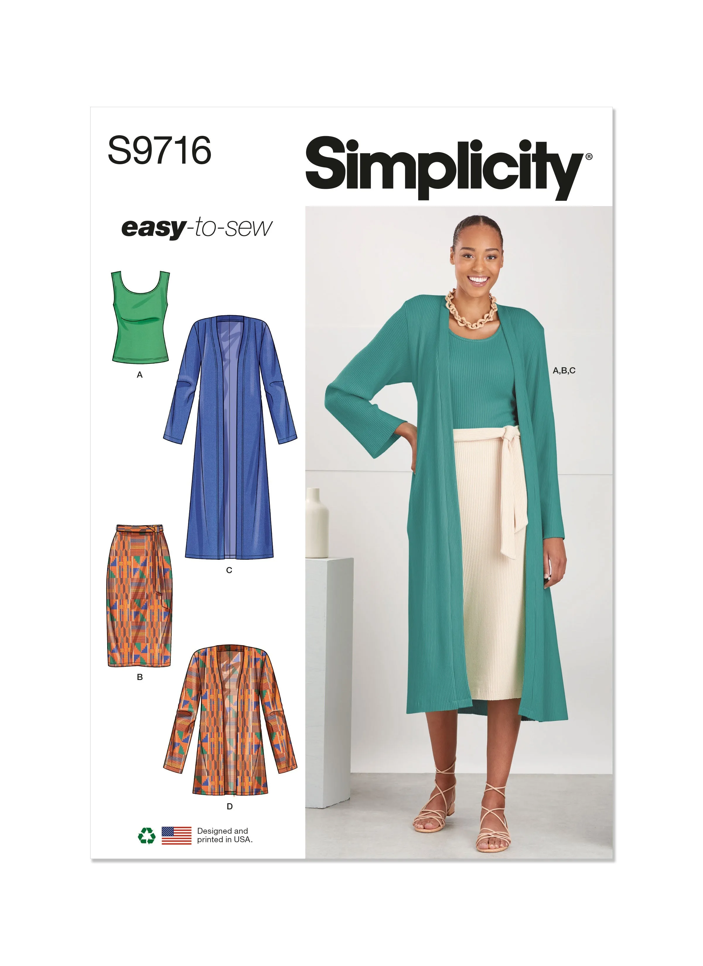 Simplicity 9716 Knit Top, Cardigan and Skirt Sewing pattern