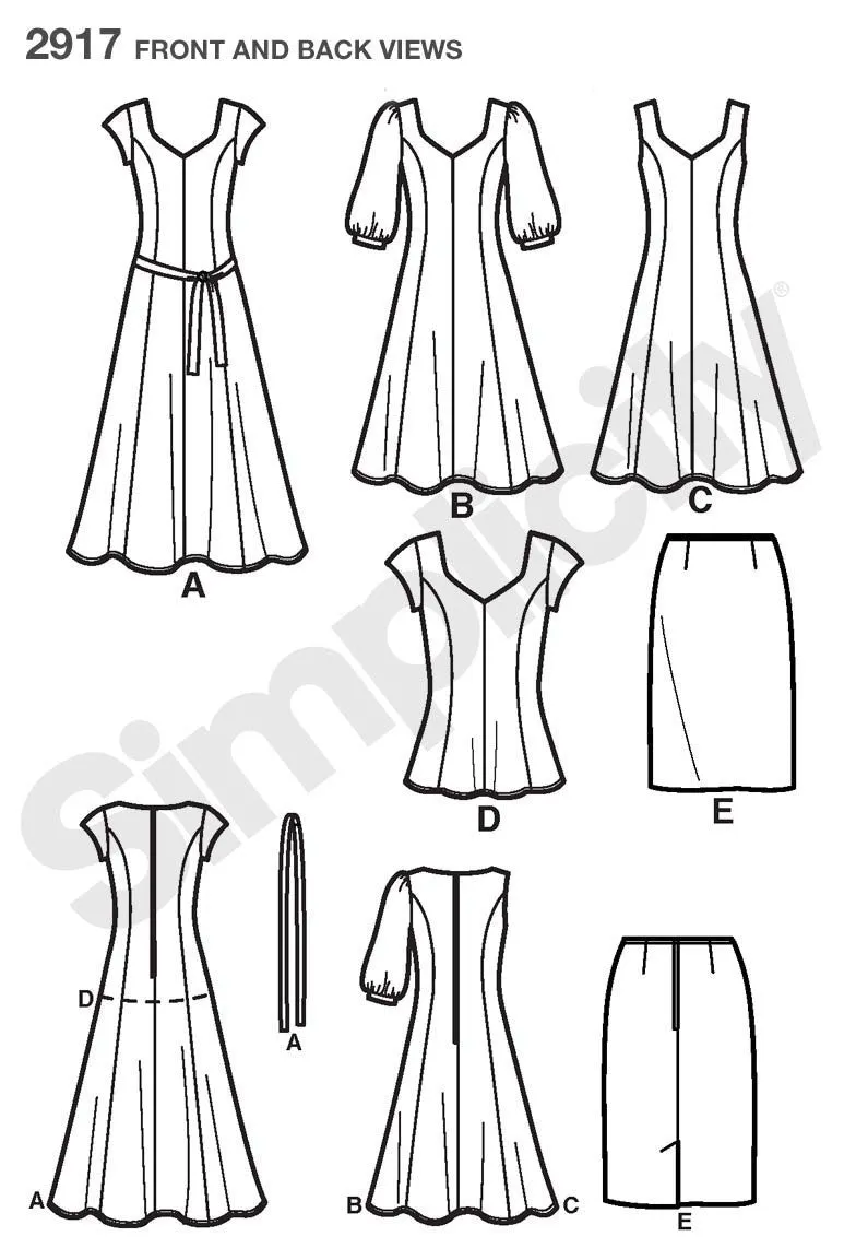 Simplicity Pattern 2917 Misses' and Plus Size Dresses