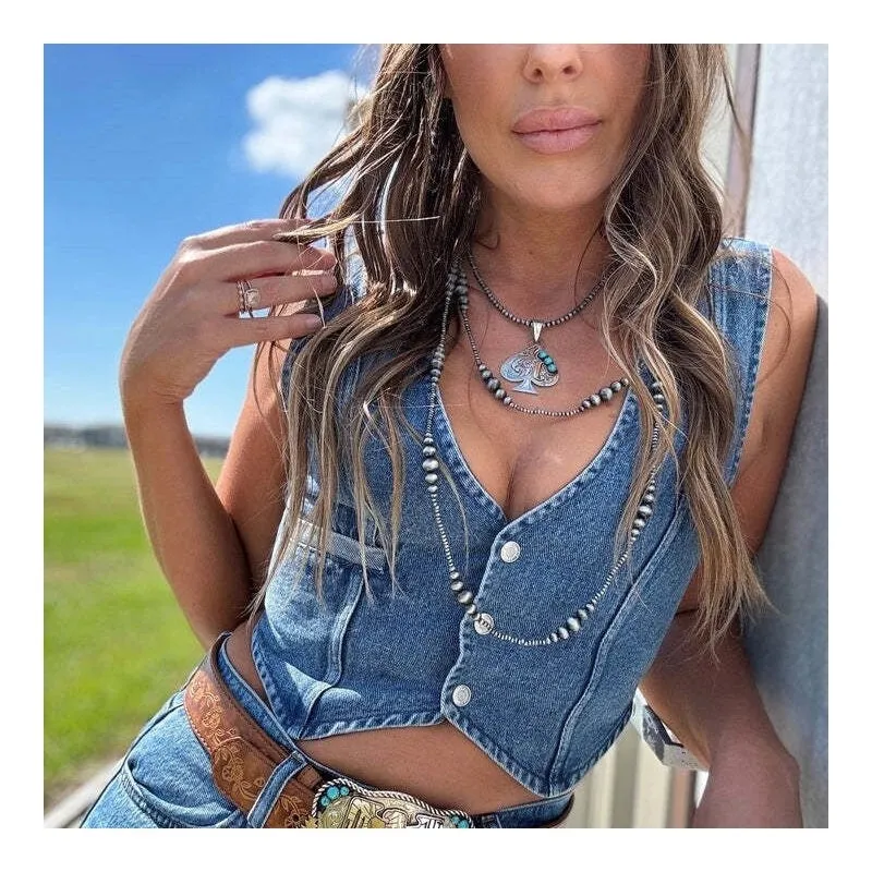 SLEEVELESS DENIM VEST